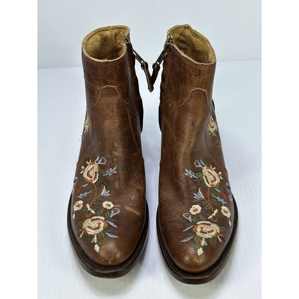 Shyanne‎ Millie Floral Western Bootie Coastal Cowgirl Brown Leather Women 7.5M